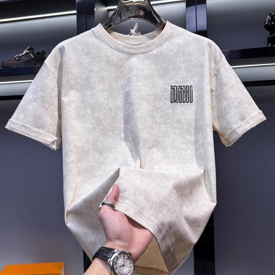 2025 Summer New Men's T-shirt New Summer Trend Gradient Printed Men's Round Neck American Short Sleeve Fashion Versatile Designer Student Ca