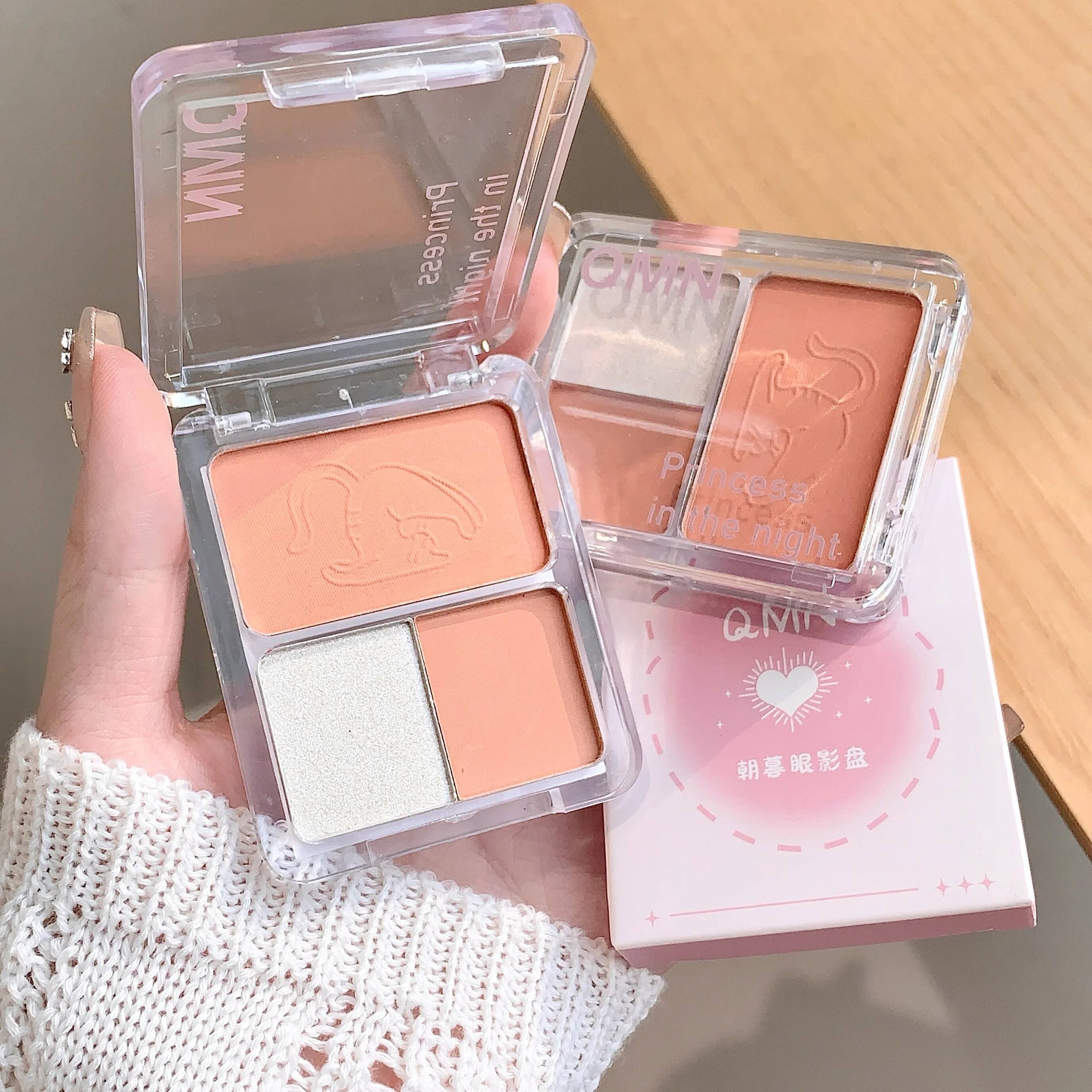 QMN Three-color Matte Pearlescent Long-lasting Makeup Eyeshadow Palette For Beginners