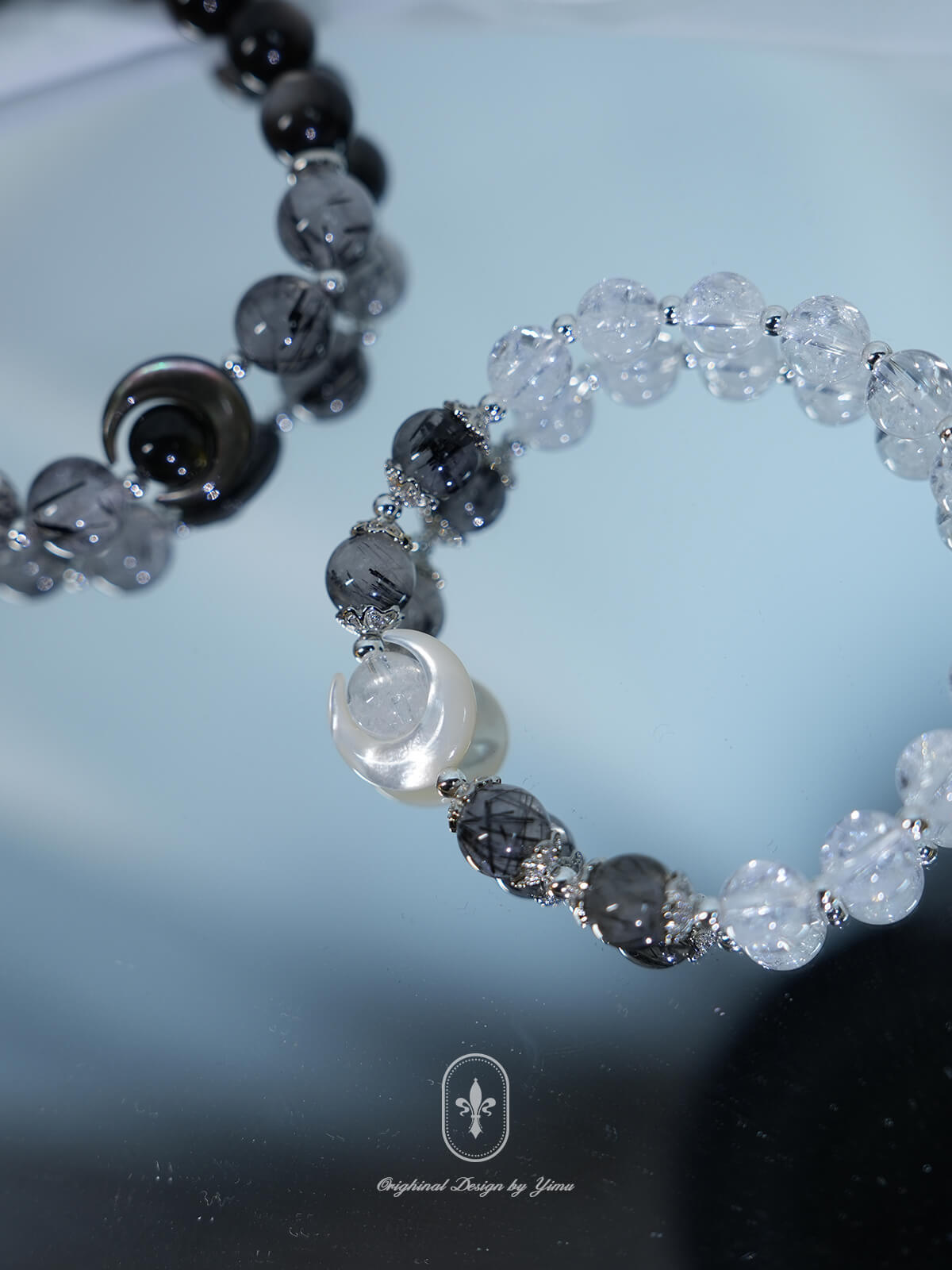 Natural crystal, silver obsidian Asai black hair crystal bracelet,Obsidian,wuxing implied meaning Psychic shielding Energy purification Integrity prot