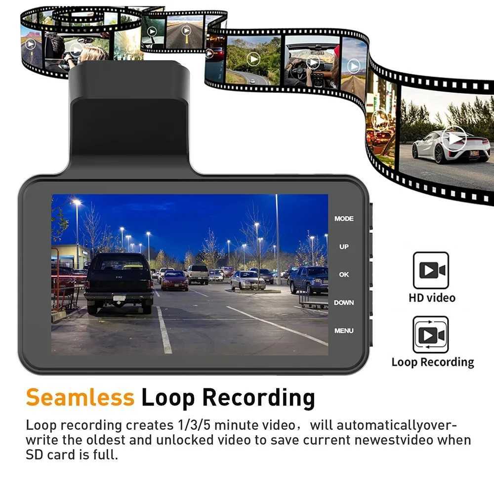 Car dvr HD 1080P Dash Cam Car dvr Driving Recorder 4inch Dual Lens Front Rear View Motion Detection Hidden Type Vehicle Black box R250529