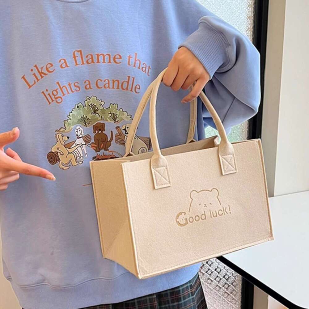 Trendy Gift for Women Shopping Advertising Storage Tote Felt Bag Handbag