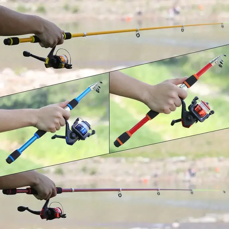Fishing Pole Set Full Kits With Telescopic Rod And Spinning Reel Baits Hooks Travel 250530