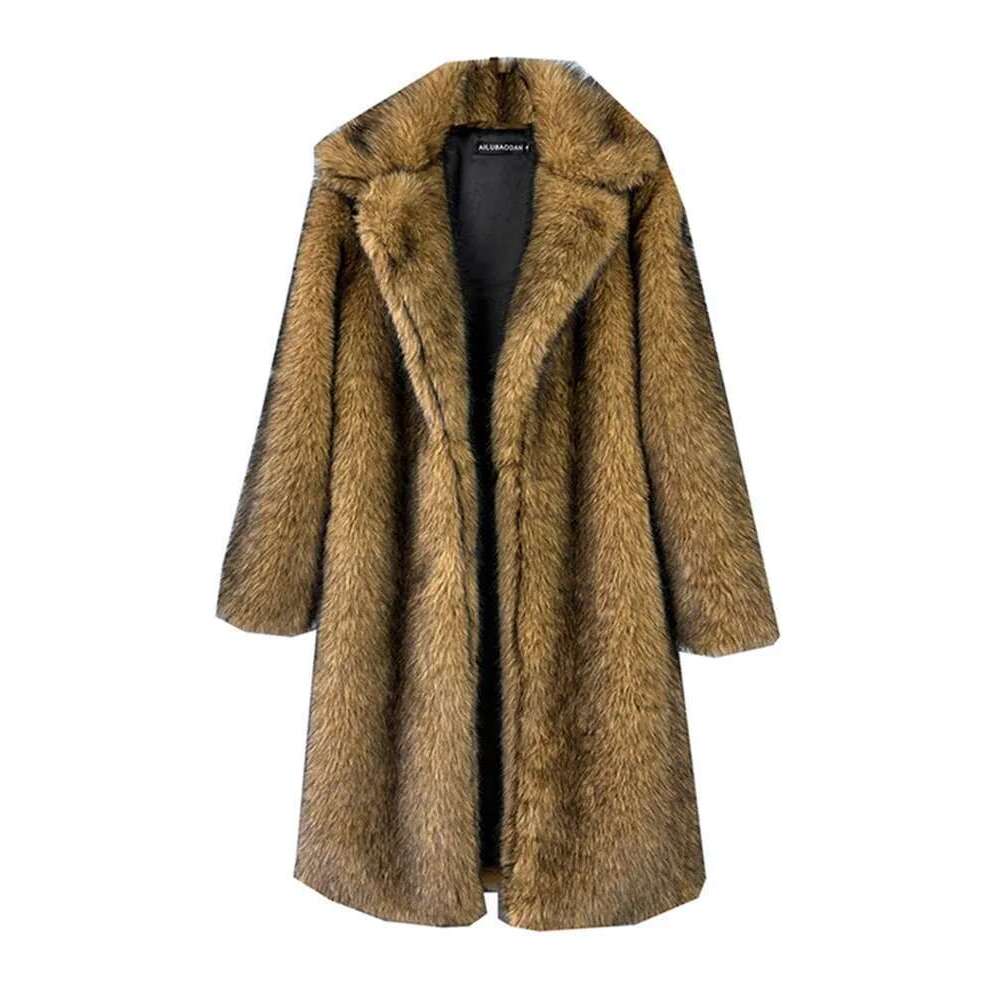 ZADORIN Fashion Long Faux Wolf Coat Lapel Furry Jacket Winter Clothes Woman Fur Top New in Coats & Jackets