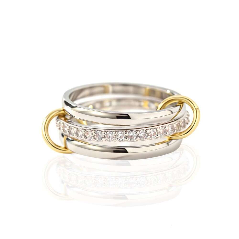 Popular Layered Three Rings Inlaid Zircon Electroplated Real Gold Fashion Accessories Paired with Bracelet Necklace More Beautiful