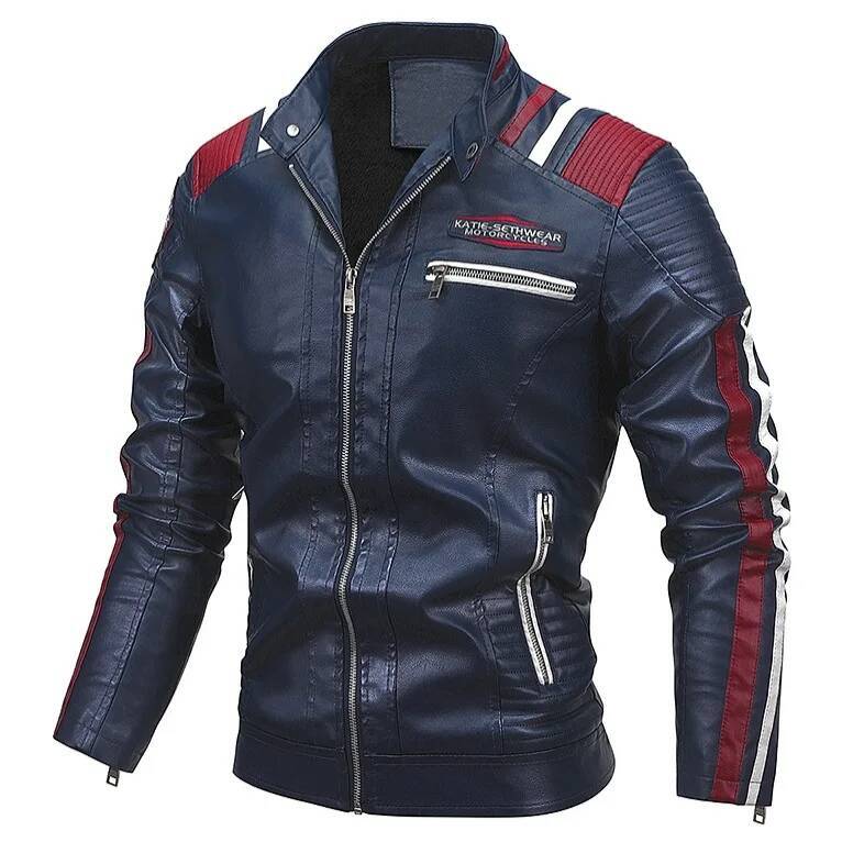 PU Blazers Fleece Thick Jackets Male Windproof Street Style Trend High Quality Men Brand New Leather Jacket