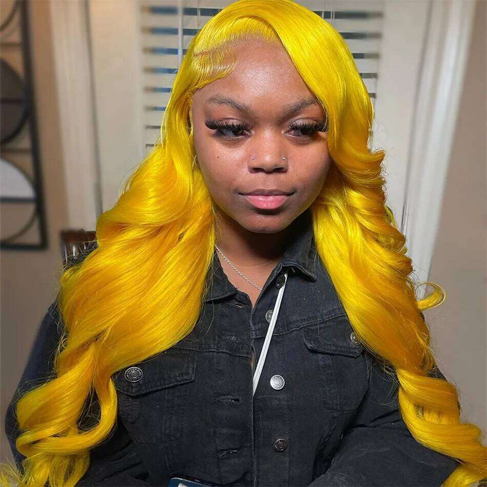 40Inch Light Yellow Front Human 13x4 Raw Body Wave Transparent Lace 13x6 Wig Colored Virgin Hair Wigs ForWomen