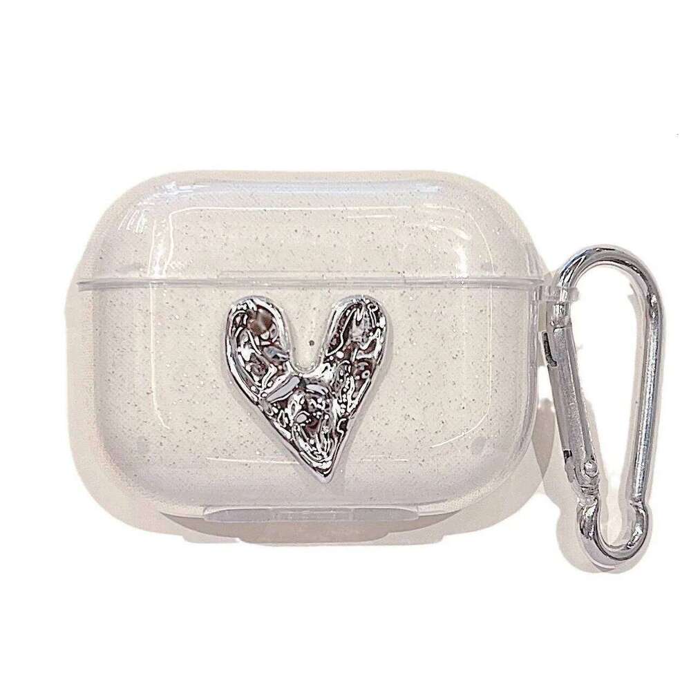 Clear TPU Electroplate 3D Bowknot Love Heart Pro/Pro2 Earphone Case For 3/4 With Keychain Protector Cover