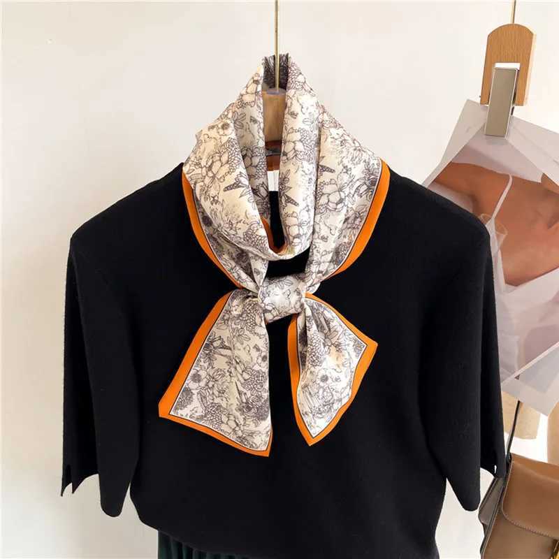 145*12cm Women Fashion Silk Scarf Headwrap Hair Scarf Female Headscarf Tie Neck Luxury Brand Ribbon Hair Band Hijab Decoration W250602