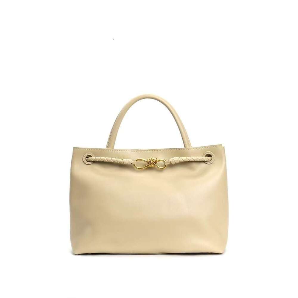 New Andiamo Bowknot Full Cowhide Classic Woven Commuter Large Capacity Tote Handbag