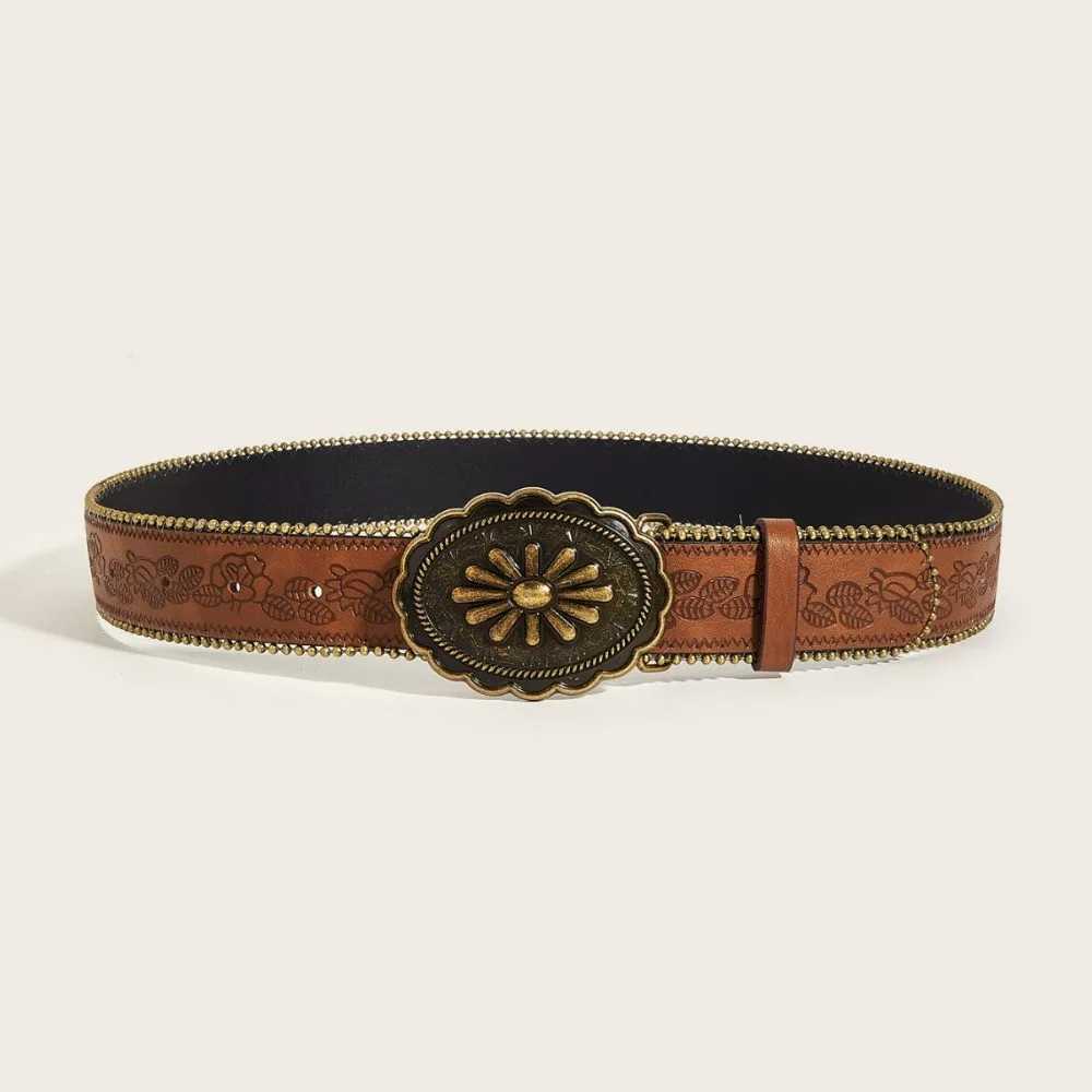 New Trend Womens Belt Fashionable Hobnail Womens Belt Punk Buckle Casual Pants Belt LR1814 XJ250602