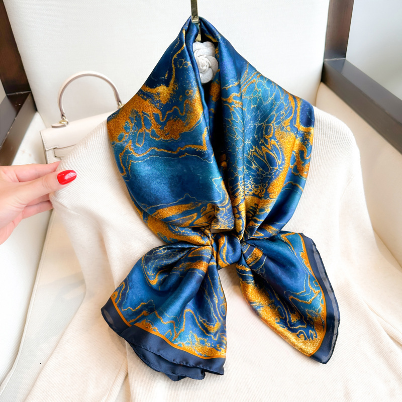 High-end Silk for Women, Imitation Silk, Summer Versatile Shawl, Thin Sun Protection Neck Scarf, Korean Fashion Scarf