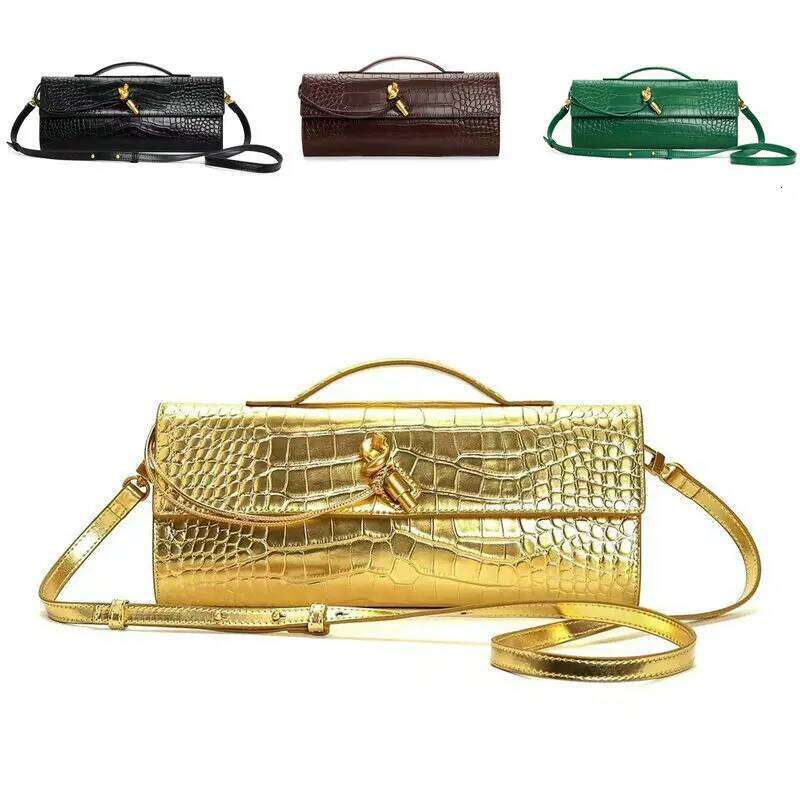 2025 Designer New Crocodile Pattern Evening Banquet Cow Leather Style Crossbody Bag Horizontal Shoulder Handbag Women 250603