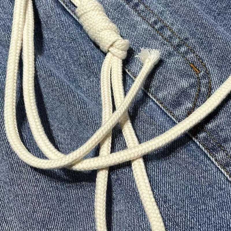 Mens Denim Shorts Multi Color Split Hip Hop Short Jeans Pants for Men Drawstring Streetwear Korean Fashion Blue Cut Original Sale T250603
