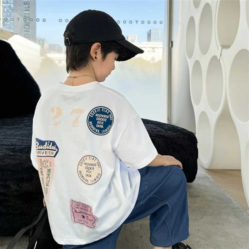 2025 new cotton short-sleeved T-shirt for boys and girls in summer breathable half-sleeved tops trendy summer clothing T250603