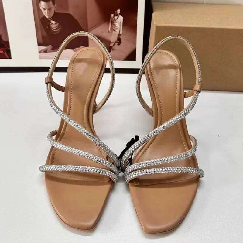 Fashion Elegant High Heels Women Party Shoes Open Toe Shiny Dia Strap Sexy Ladies Slingback Summer Footwear Wedding Sandals