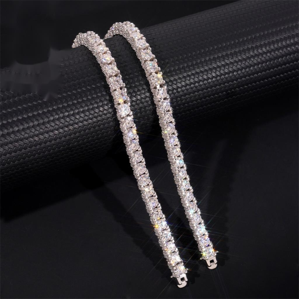Bulk Stock New Arrivals Iced Out Double Sides Hip Hop S925 VVS1 5mm 6.5mm Moissanite Diamond Cluster Tennis Chain Bracelet