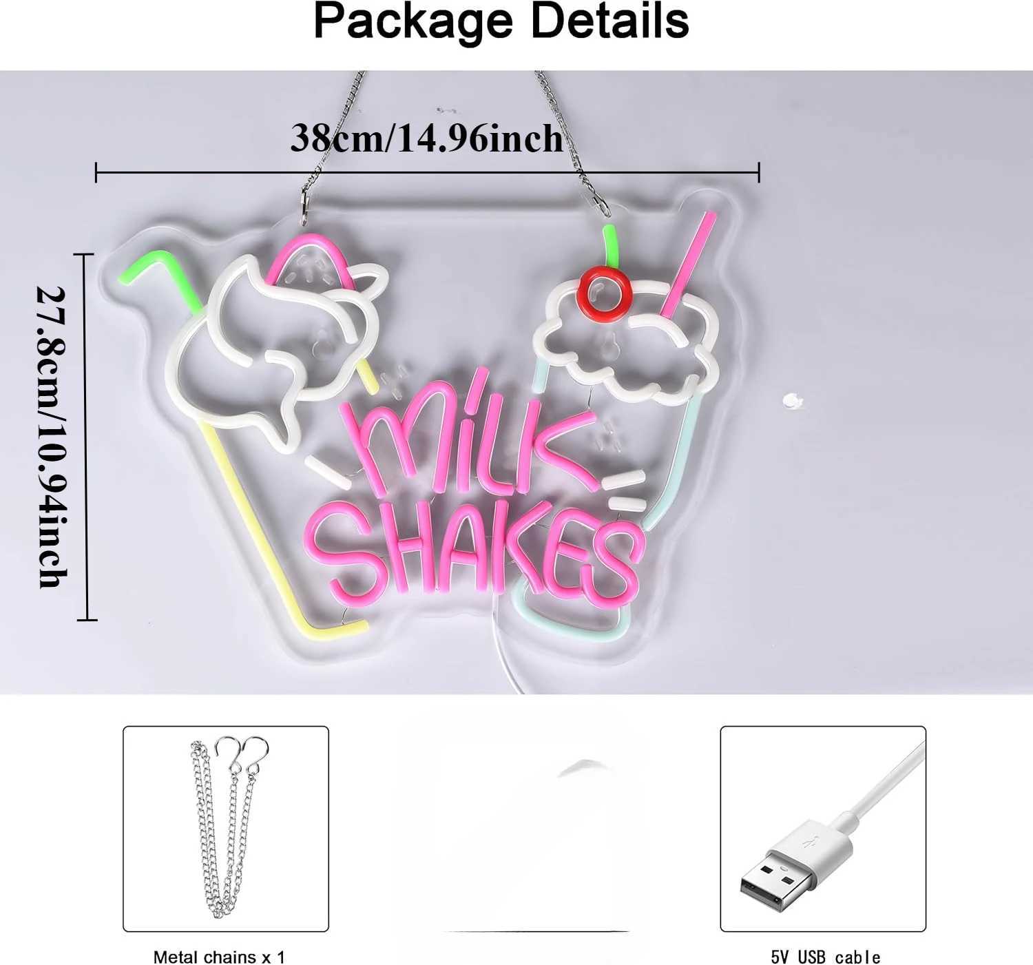 Milk Shakes Neon Sign LED Neon Lights Sign for Wall Art Decor for Food Drink Ice Cream Shop Frozen Yogurt Bar Bubble Tea StoreXJ250602