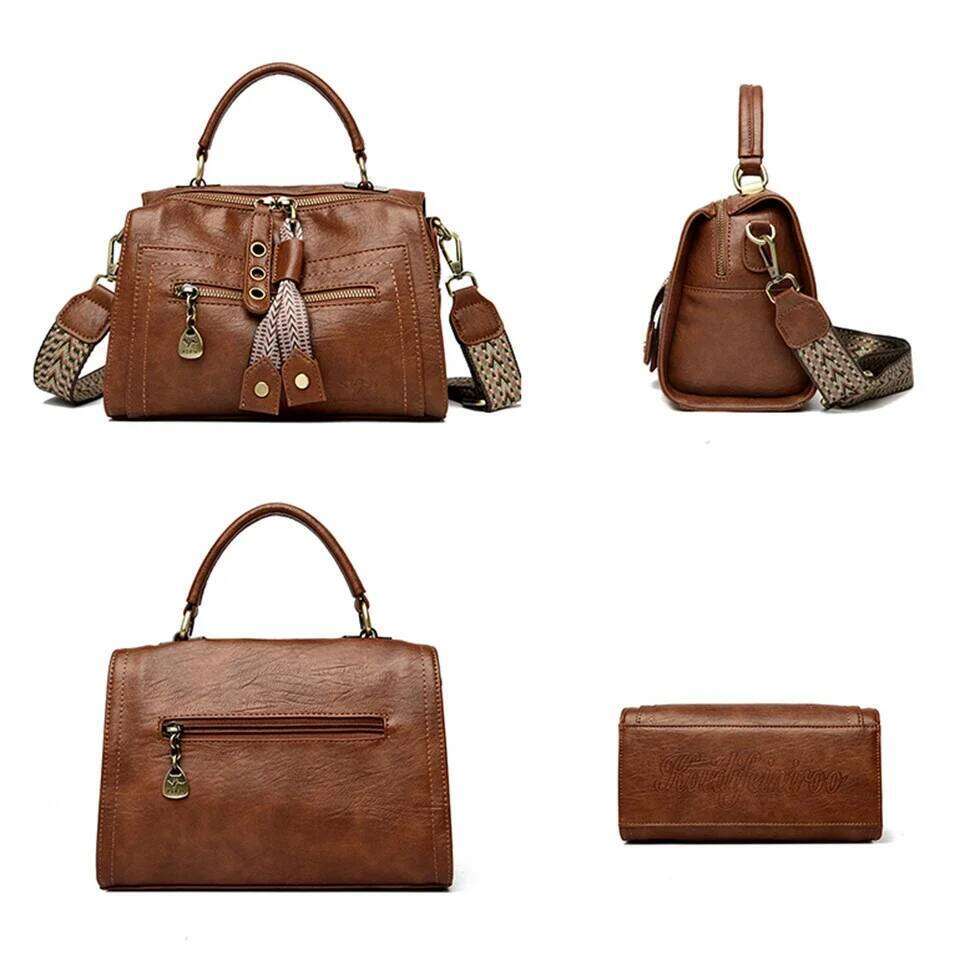 Women Soft Leather Top-Handle Bags Designer Handbags Ladies Large Shoulder Crossbody Bag Casual Tote Commuting Sac A Main