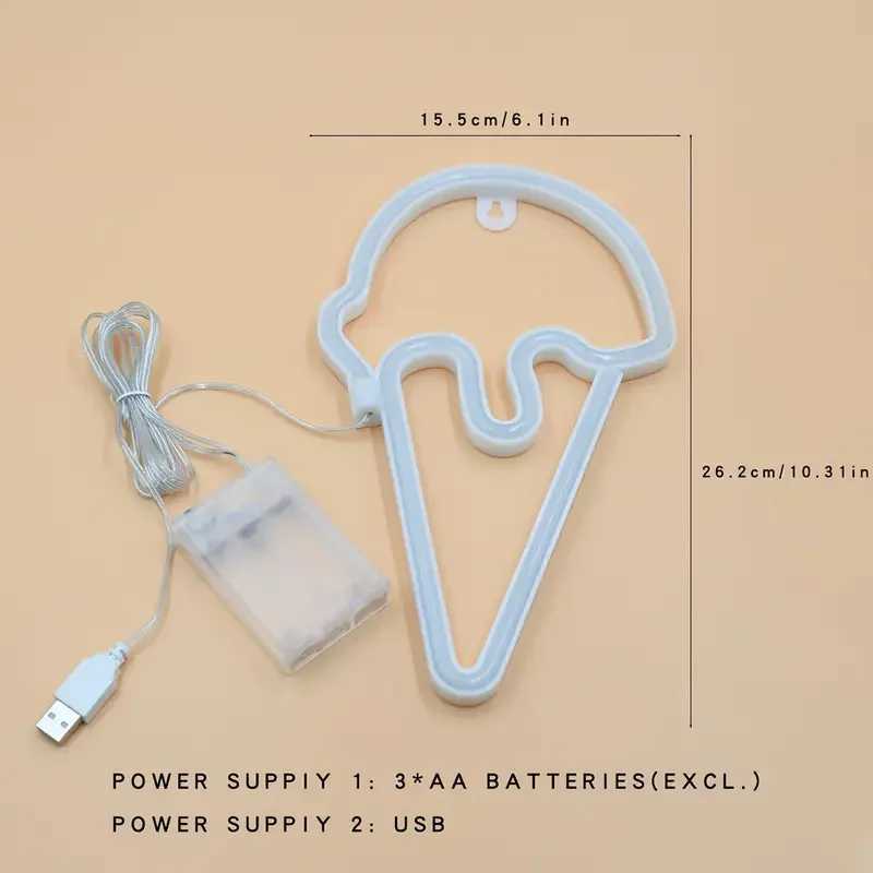 Ice Cream LED Neon Sign Clouds Night Light Battery/USB Operated for Childrens Room Party Birthday Home Bar Gift Decoration XJ250602