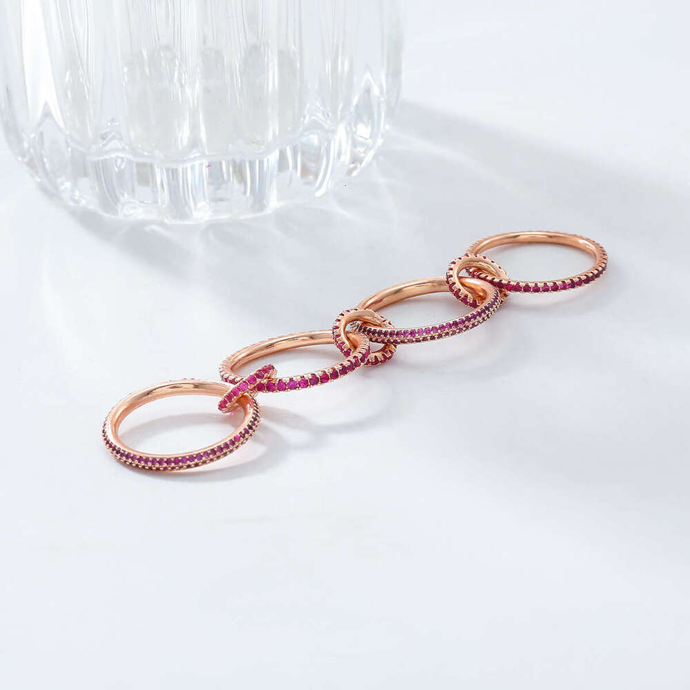 Rose Gold Exaggerated Multi-Piece Set Layered Zircon Niche Creative Women's Rings