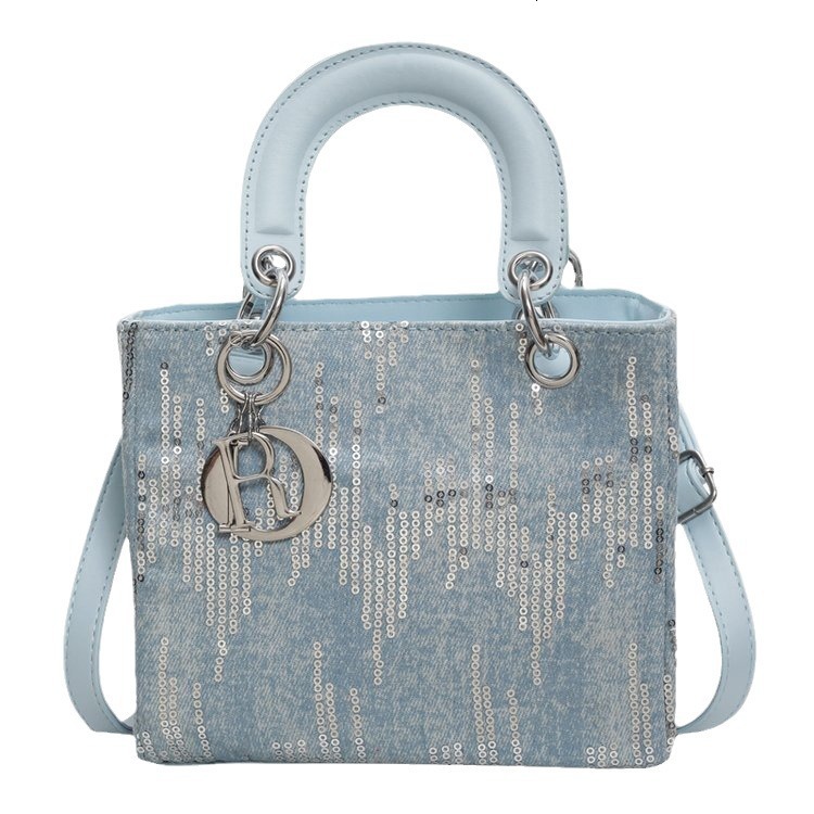 Free Shipping Exquisite And Fashionable Handbag For Women Versatile Denim Fabric Bag Designer Princess Diana Bag High-end And Trendy Diagonal Cross Wo