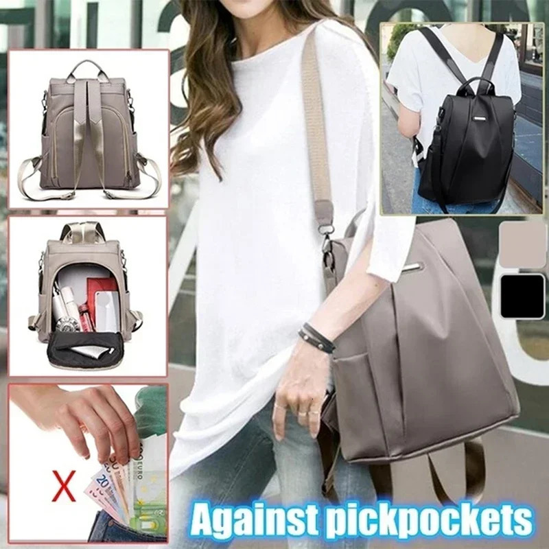 fashion nylon solid color lightweight waterproof large capacity detachable shoulder strap multi functional womens backpack 250605