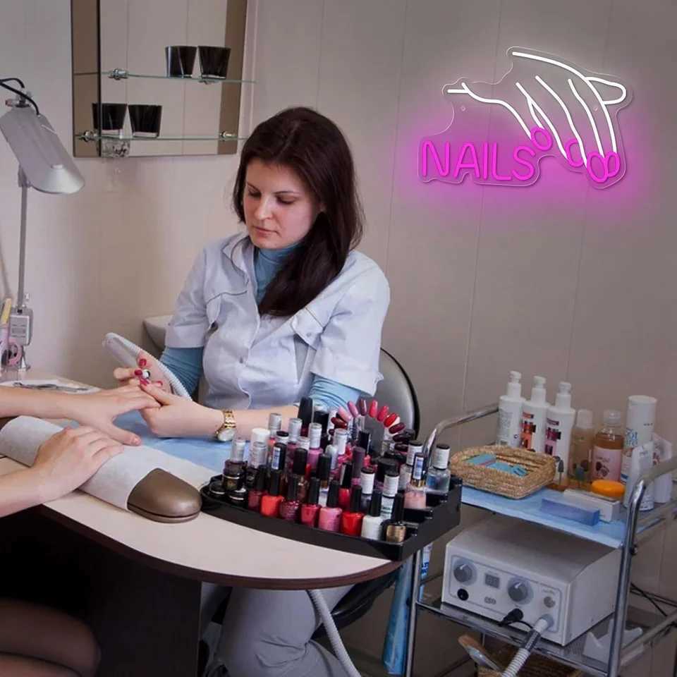 Nails Lashes Neon Sign - Wall Decor Lights for Bedroom Salon Makeup Room Beauty Studio USB PoweredXJ250602