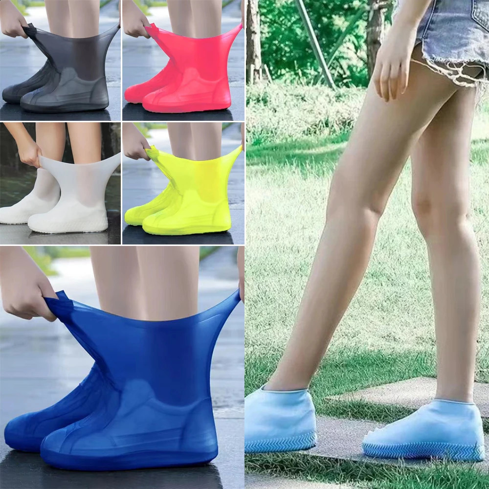 1 Pair Latex WaterProof Shoe Covers Unisex Shoes Protectors Reusable NonSlip Rain Boot Overshoes Walking Accessories 250528