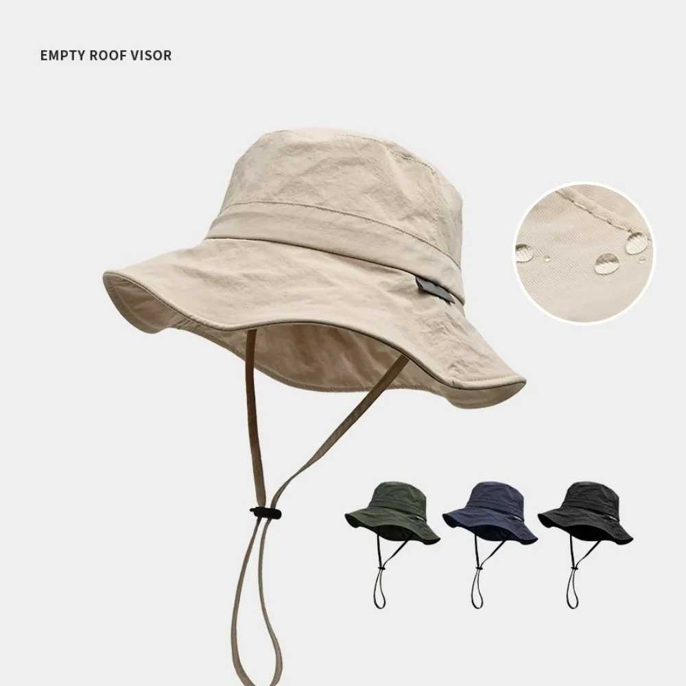 New Trendy Bucket Hat Anti-Sun Adjustable Sunscreen Hat Anti-UV Breathable Beach Hat Summer W250602