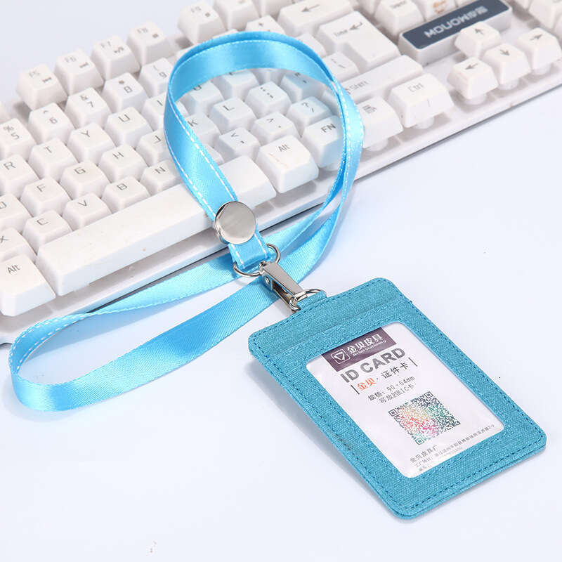 Work ID PU Badge Retractable Buckle Access Control Bus Card Holder with Lanyard
