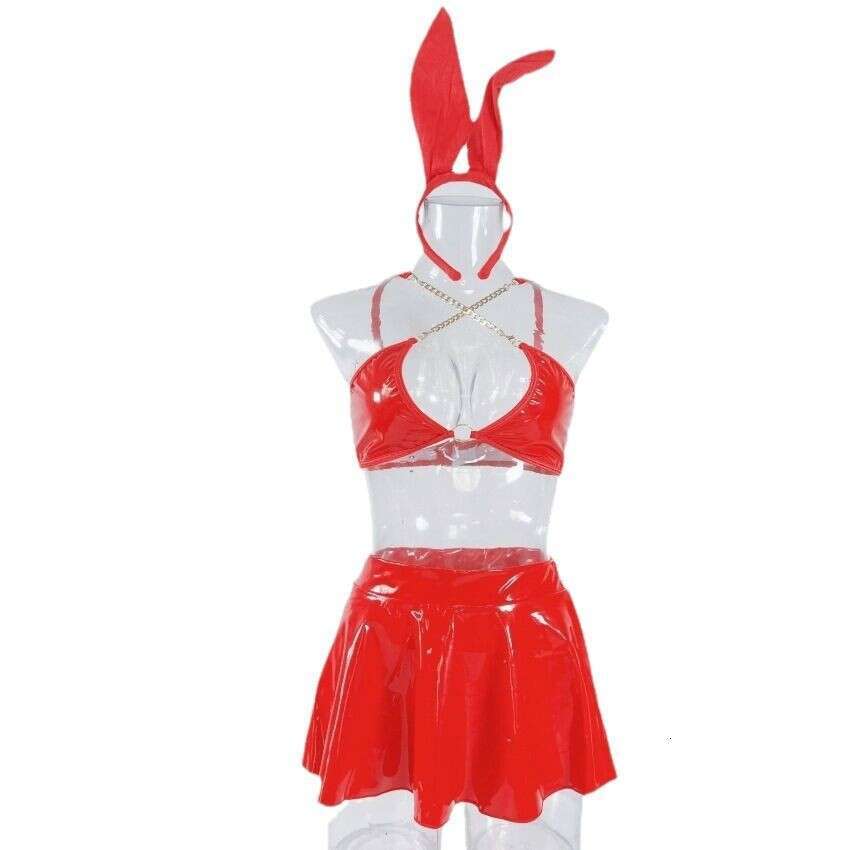 Spell Lingerie Porn Suits New Patent Leather Performance Costume Nightclub Bunny Girl COS Role Play Sexy Lingerie Set Sexy Lingerie