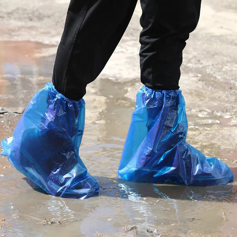 10PCS Rainy disposable shoe covers transparent plastic outdoor thick wearresistant waterproof isolation foot 250528