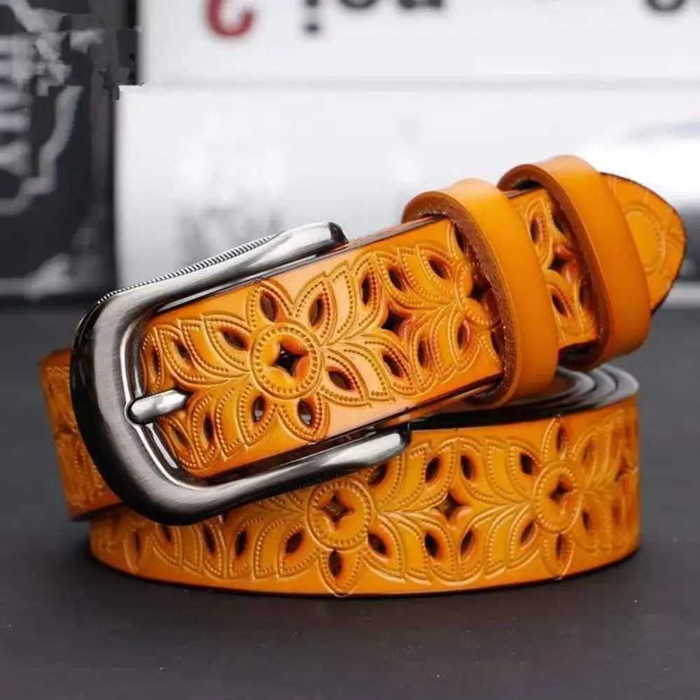 Vintage Pin Buckle Strap Jeans Hollow Belt Leather Belts for Women Belt Waist Band XJ250602