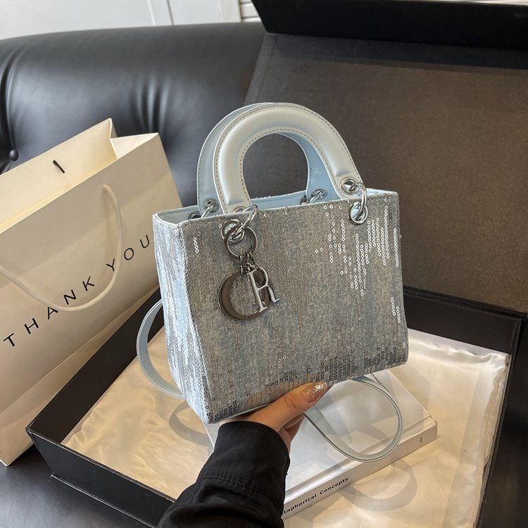 Free Shipping Exquisite And Fashionable Handbag For Women Versatile Denim Fabric Bag Designer Princess Diana Bag High-end And Trendy Diagonal Cross Wo