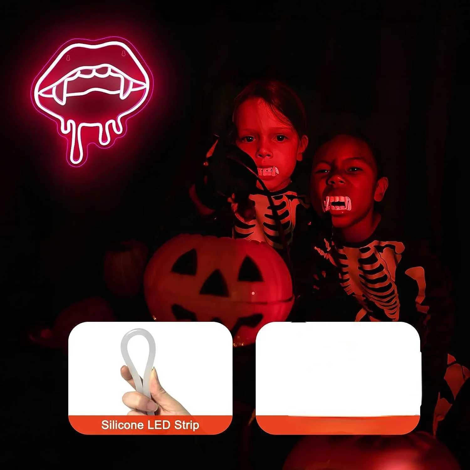 Vampires Lips Neon Light for Wall Decor for Party Aesthetics Decoration Creative Neon Sign for Unique Gift Bedroom Bar Room Art XJ250602