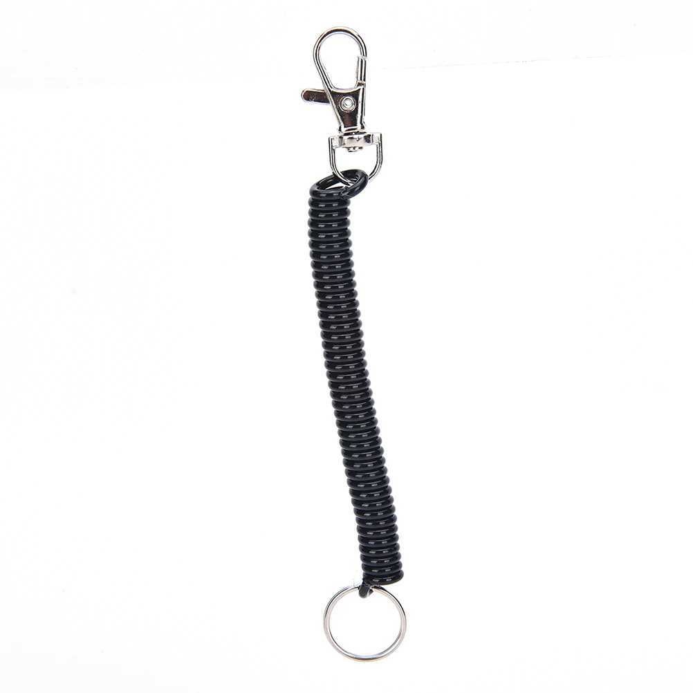 2Pcs Plastic Black Retractable Spring Coil Spiral Stretch Chain Keychain Key Ring For Men Women Key Holder Keyring GiftsXJ250602