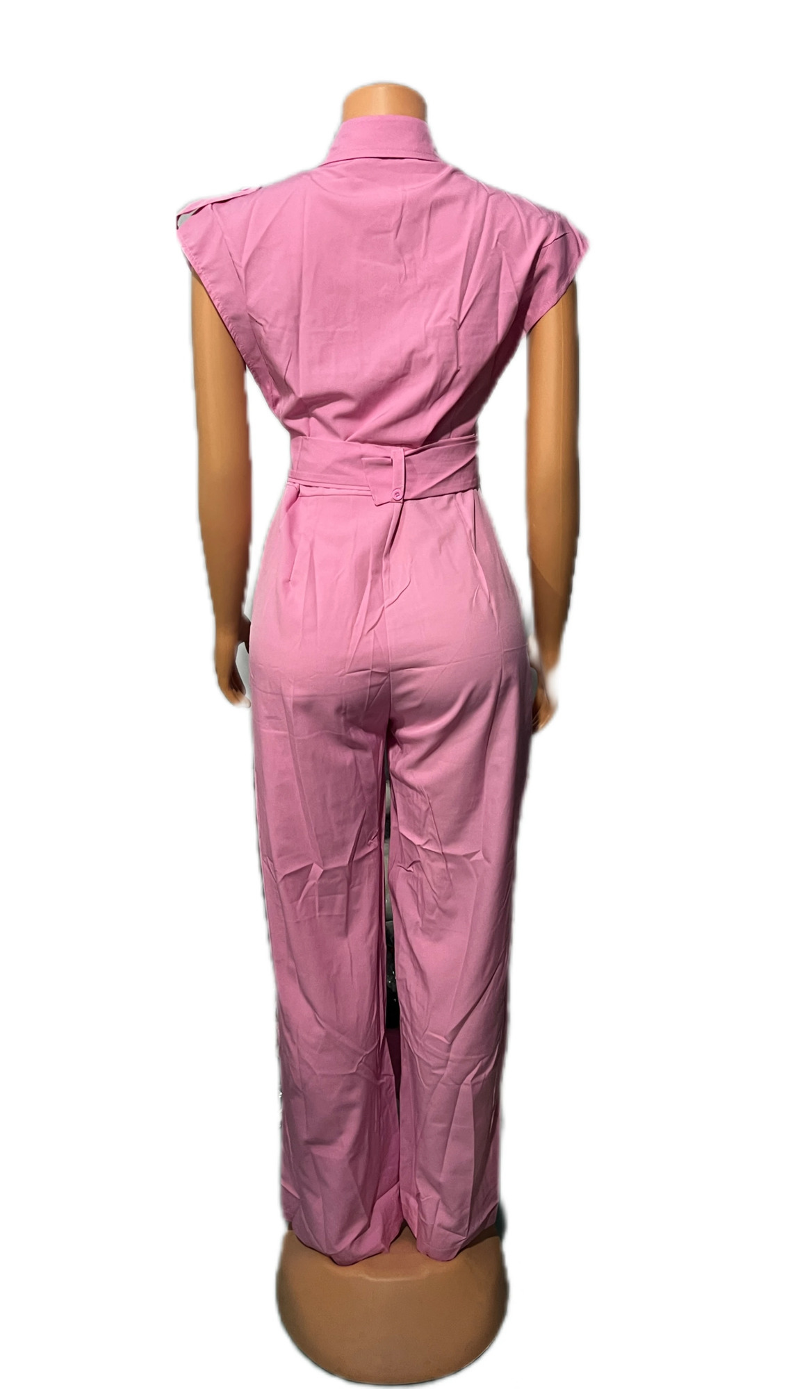 pink Y2K Jumpsuit for Women Autumn Fashion Casual Solid Color Polo Pocket Long Jumpsuit Temperament Commuting 250603