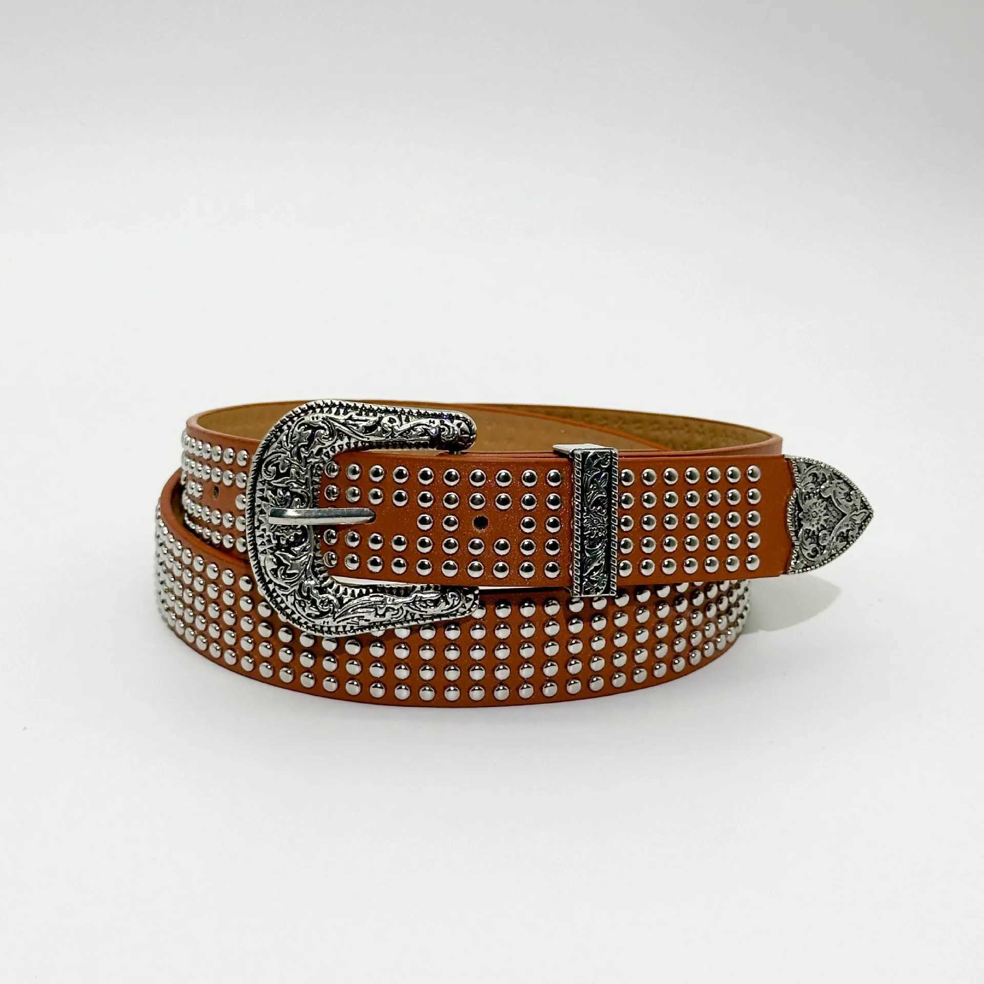 Mens Jeans Rhinestone Large Size Belt Womens Belt Western Denim Shiny Rivet Design Leather HipHop Punk Rock Y2K Style BeltXJ250602