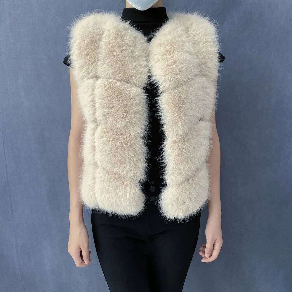 2024 New Faux Fox Fur Short Women High Quality Fashion Vest