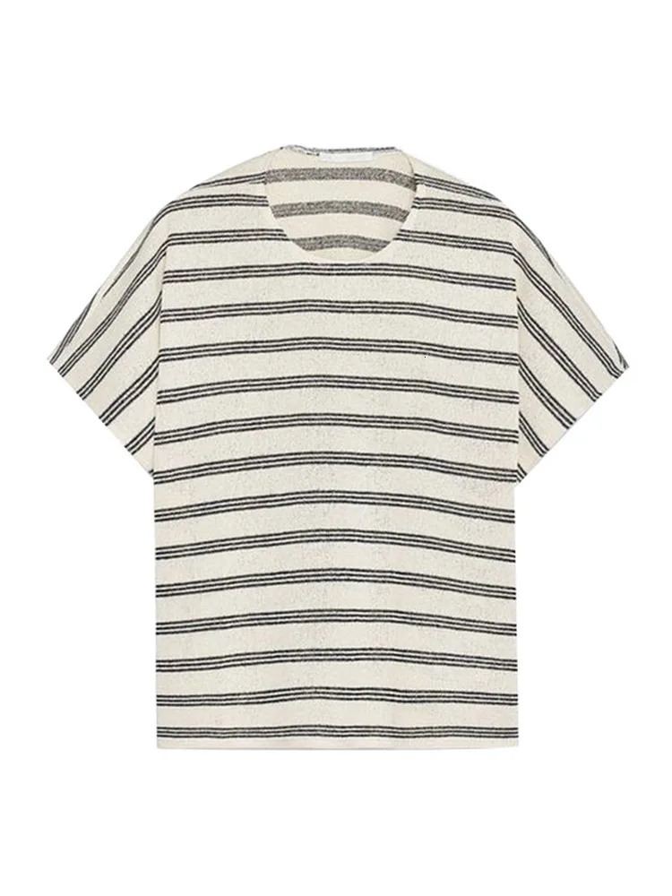 Casual Striped Pants Sets Women 2 Pieces O-neck Short Sleeve Jumper Drawstring Trousers Suits Summer Lady Loose Outfits 250603