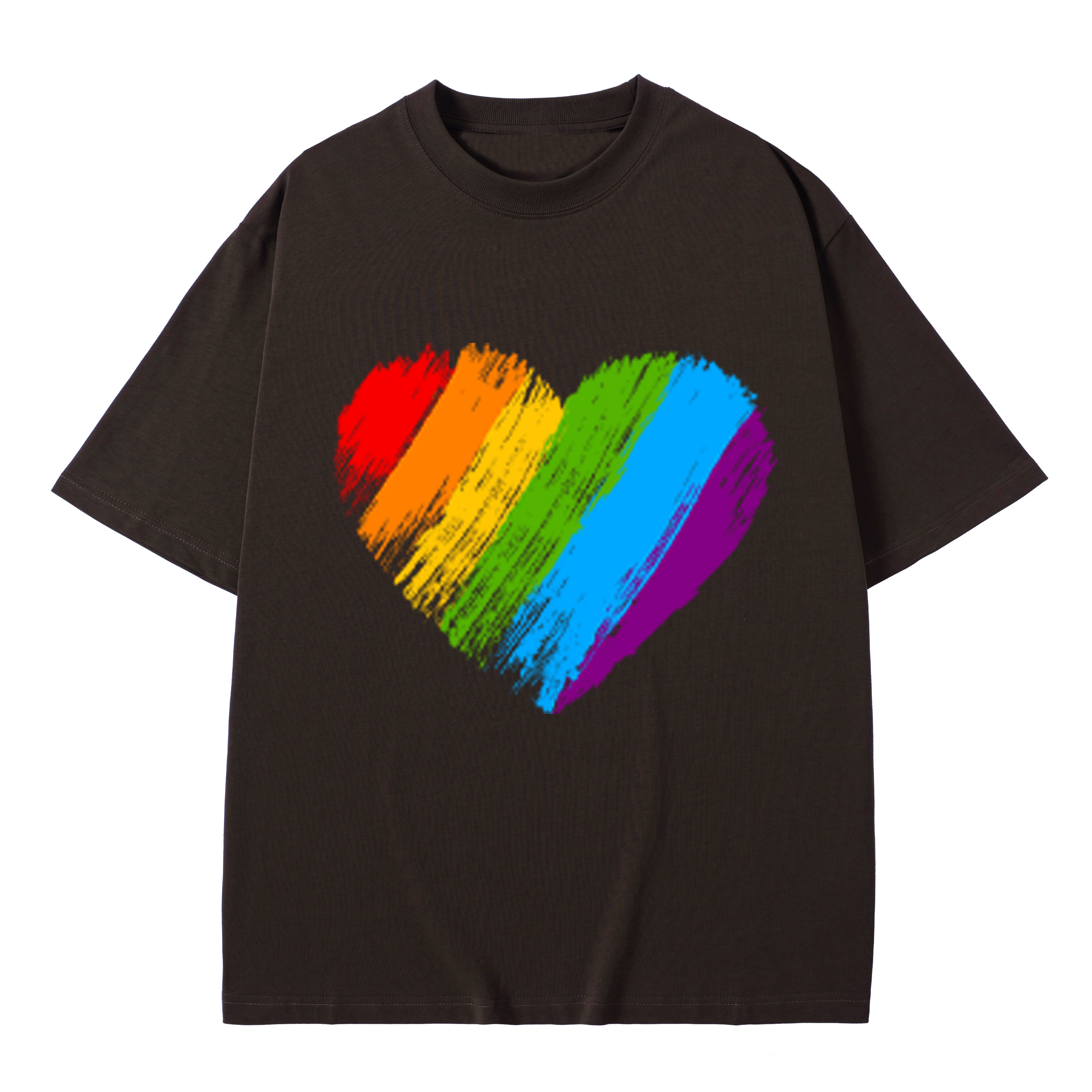 T-shirt men's top designer cotton T-shirt Rainbow Love short sleeved clothing high-quality fashionable T-shirt BROADTRUE