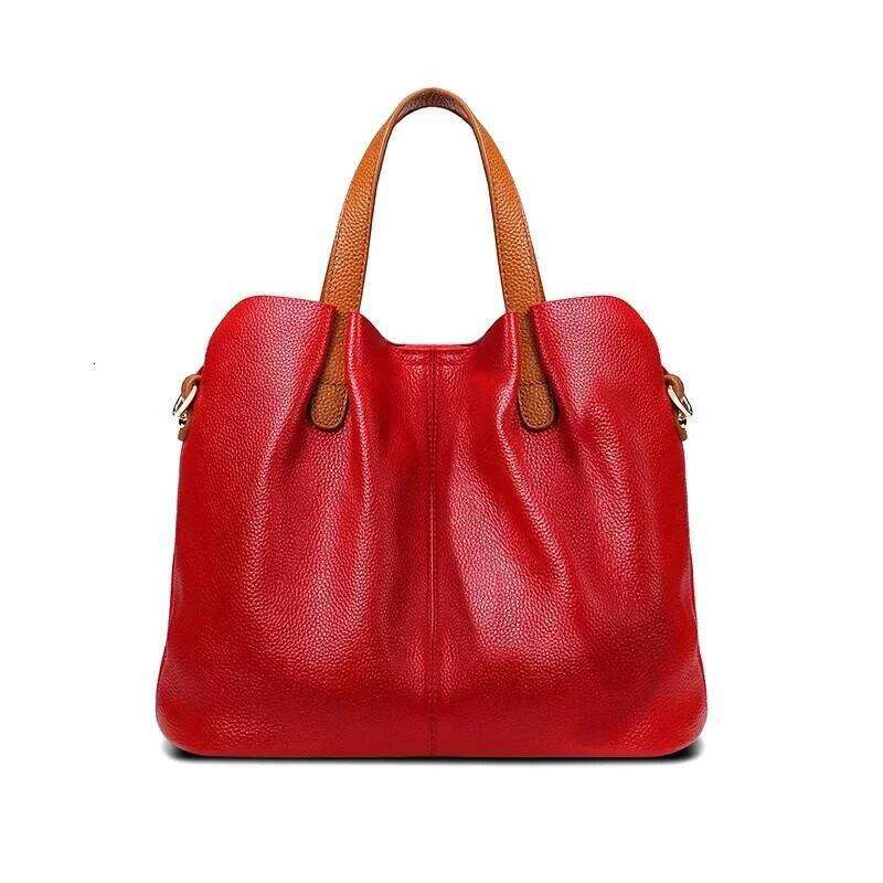 Genuine Leather Women's Bags Fashion Commute Handbags Solid Color Tote Messenger Designer Shoulder Cossbody Bag Female
