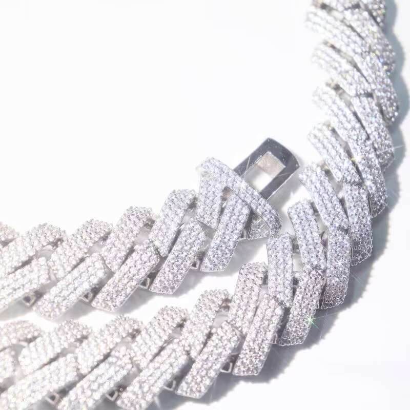 925 Silver GRA Moissanite 20mm Wide Diamond Iced Out Necklace Miami Cuban Link Chain Hip Hop Rapper Life Men Necklace