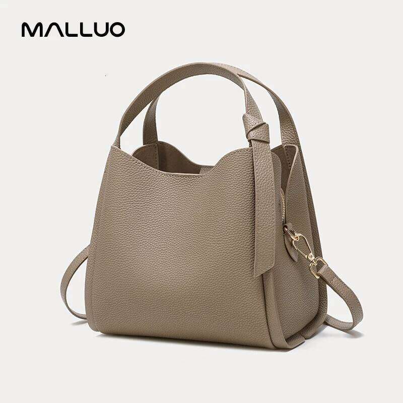 Women's Cowhide Genuine Leather Shoulder Bag Female Fashion Designer Handbags Ladies Commuting Large Capacity Bucket Bags