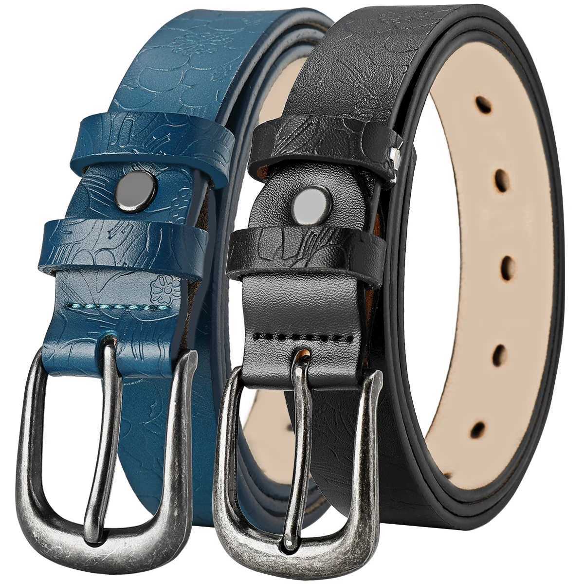 Retro Womens Leather Belt Versatile Womens Cowhide Embossed Leather Belt Clothing Matching Womens Belt XJ250602