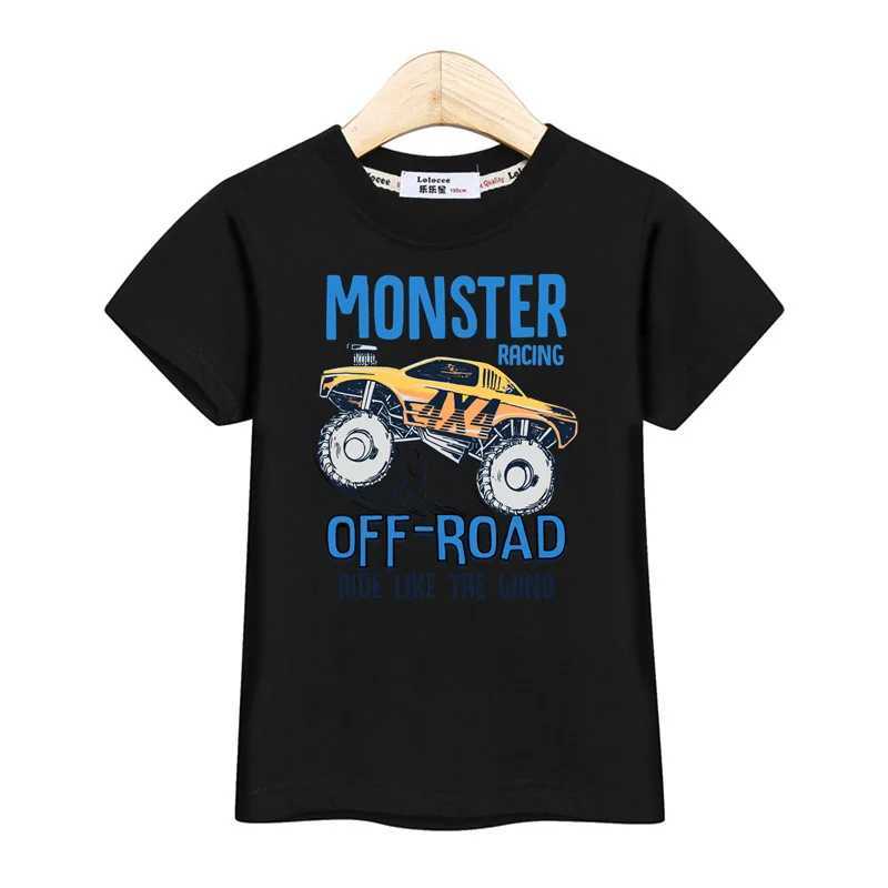 3-13T Summer Monster Truck T-shirt Baby Boys Cartoon Shirt Children Short Sleeve Cotton Tops Tees T250603