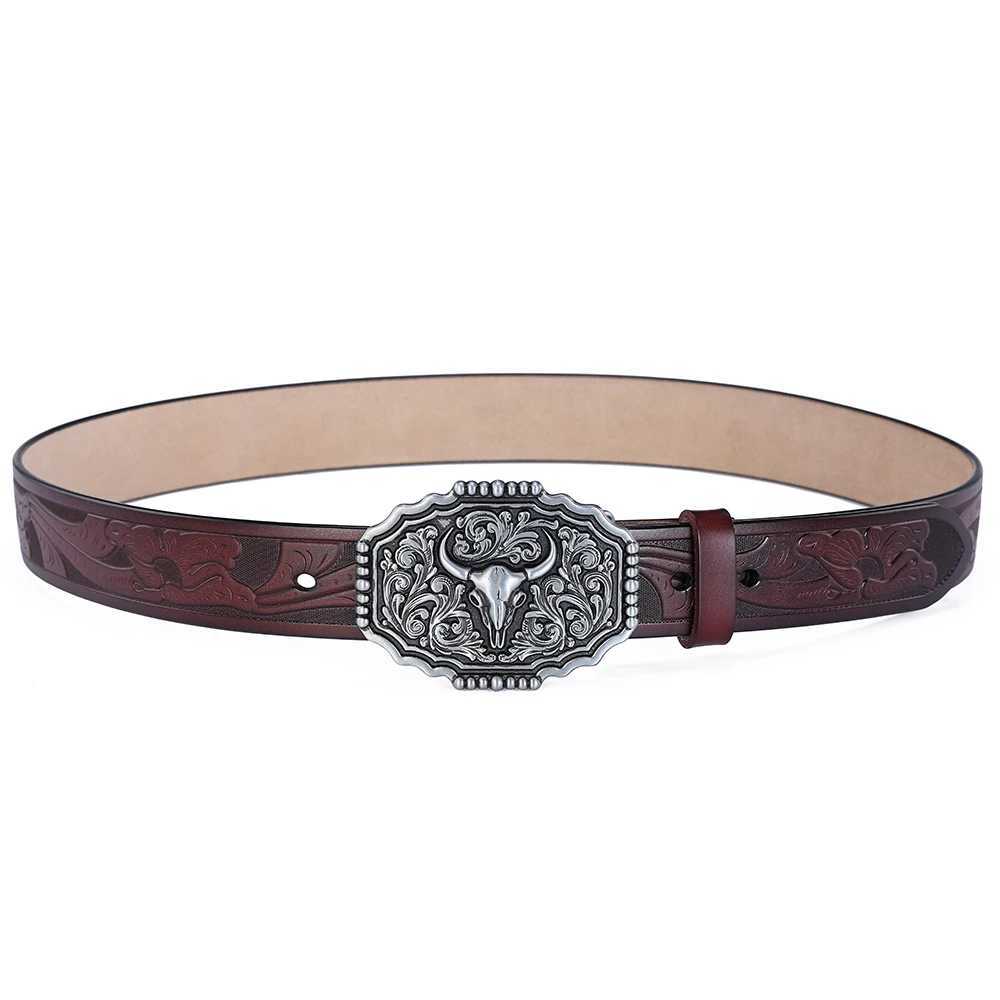 Western Belt Men Genuine Leather Belts for Men Women Cowboy Cowgirl Big Letters Buckle Gold Male Belts Long Black Brown Quality XJ250602