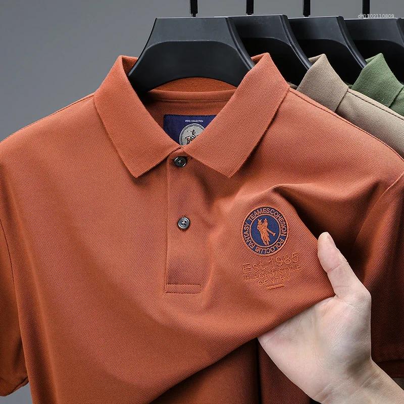 Men's Polos Light Luxury Brand Short Sleeved Polo Shirt Fashionable Letter Embossed Summer Breathable Casual Style Lapel T-shirt