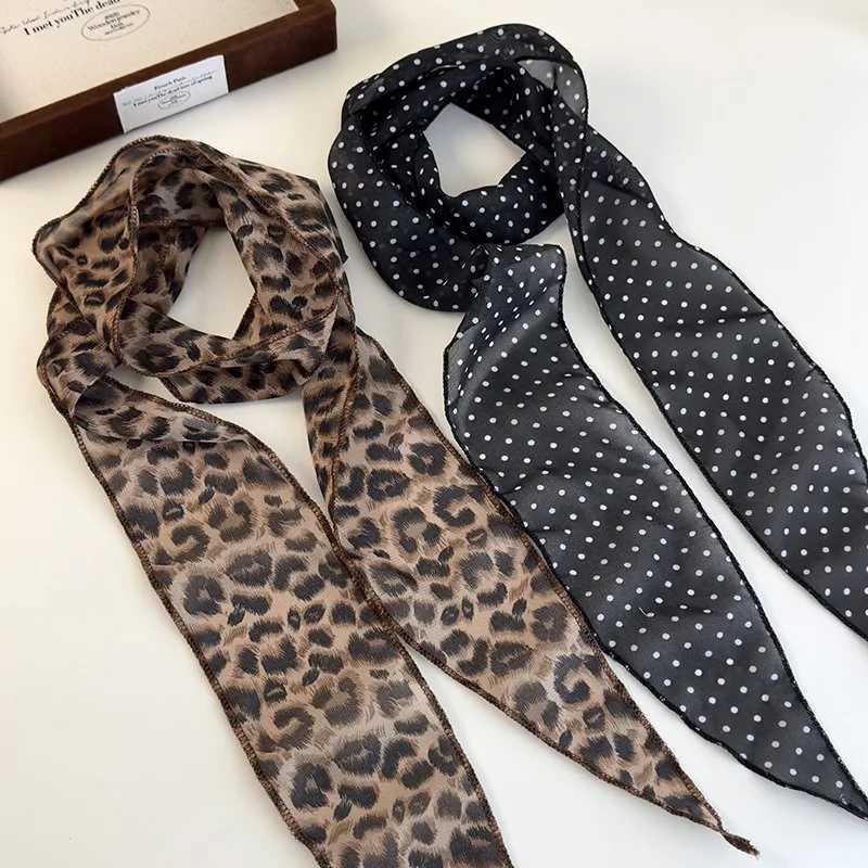 K-Style Animal Print Polka Dot Scarf Belt Boho Hair Band TikTok Viral Spring Summer Satin Accessories Luxe Versatile Scarf W250602