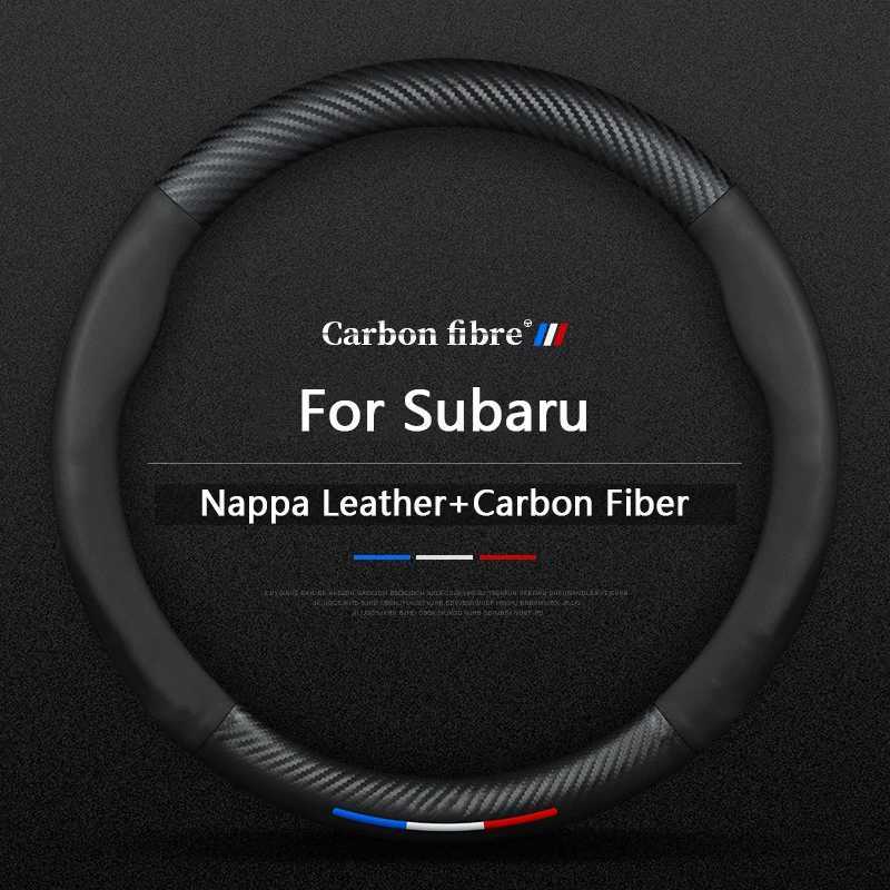 Car Carbon Fiber Leather Steering Wheel Cover For Subaru Outback Legacy Forester Levorg Impreza WRX STI BRZ Interior Accessories R250603